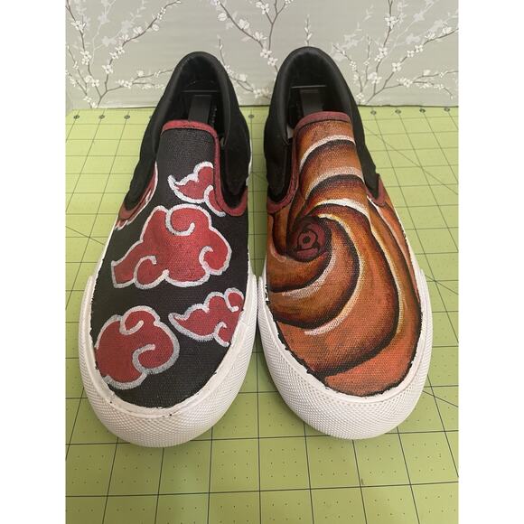 Akatsuki Naruto Hurley Customized Men’s Shoes 9.5 M Slip On Hand Painted Custom main image 9
